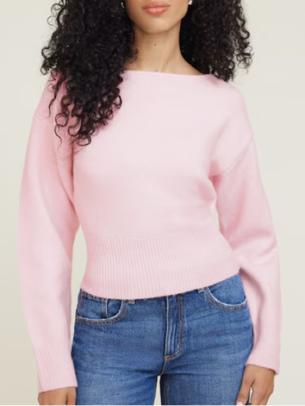 Dynamite Juliet Cinched Boat Neck Sweater in Pink